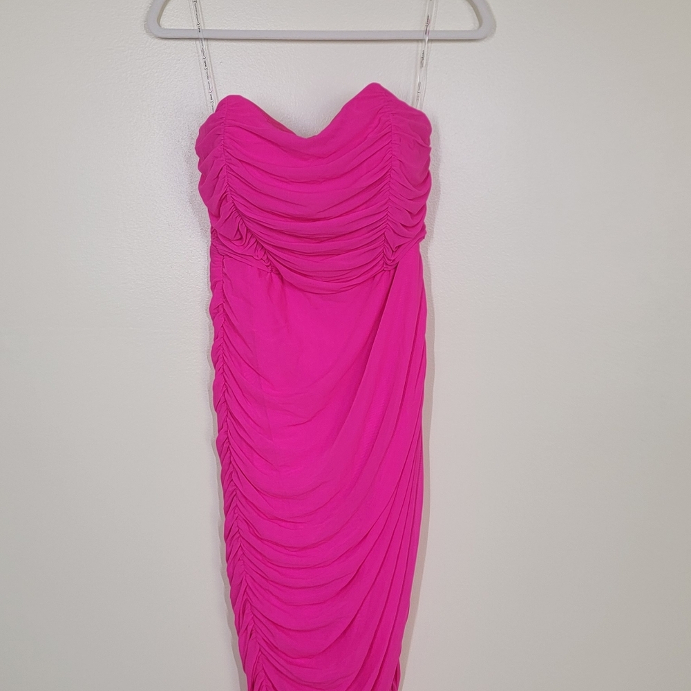 NWT Rare London drape corset midi dress in hot pink size 8 - Picture 4 of 13